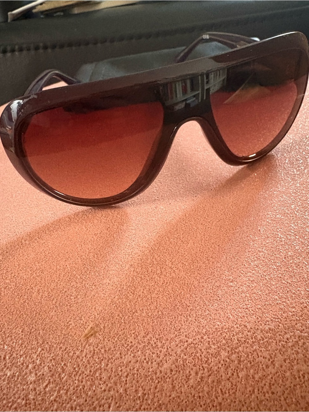 Quay Set List Aviator/Shield Sunglasses - Purple Frame, Dark Brown Camel Lens - Picture 8 of 11